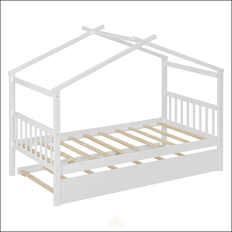 Lit simple en bois avec lit gigogne simple