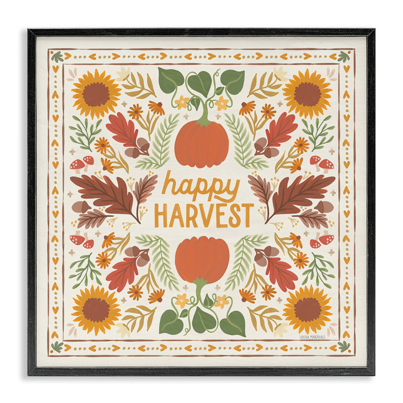 «Happy Harvest», estampe numérique par Laura Marshall, H 12 po x l 12 po, Giclée encadrée noir minuit