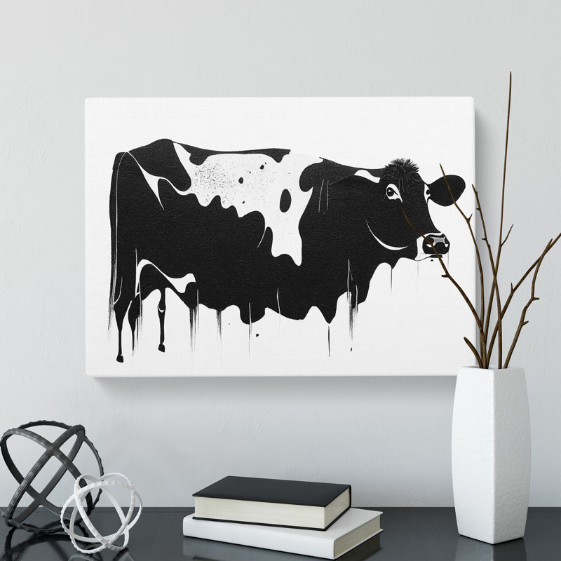 Monochrome Cow Art Vol.3 Abstract - Wrapped Canvas, 40cm H x 60cm W x 3cm D