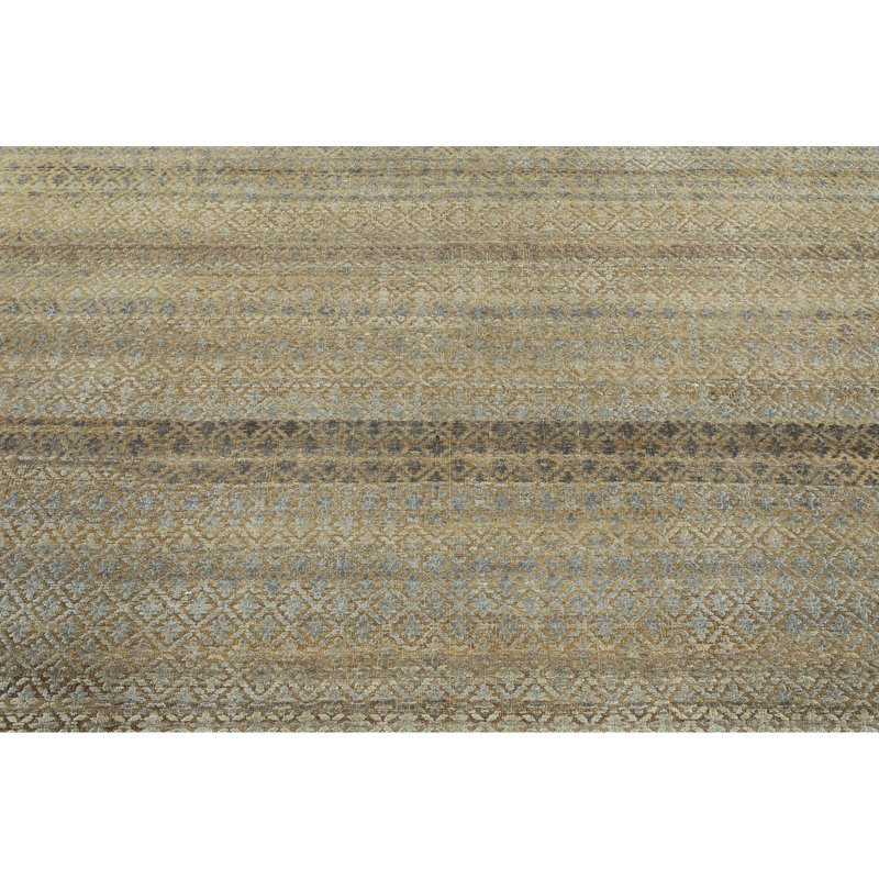 High-Quality Hand-Knotted Multi And Brown Area Rug, Rectangle 10' x 14'