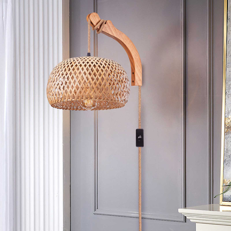 Roisin Rattan Plug-in Barn Light