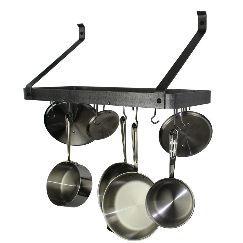 Gourmet Handcrafted Flared Arm Deep Bookshelf Wall Mounted Pot Rack, 17'' H x 30'' W x 13'' D