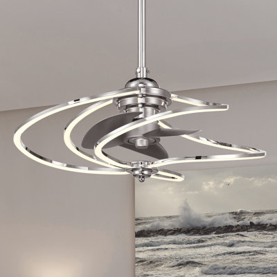 Peshawa 24" LED Fandelier in Polished Chrome with Remote Control