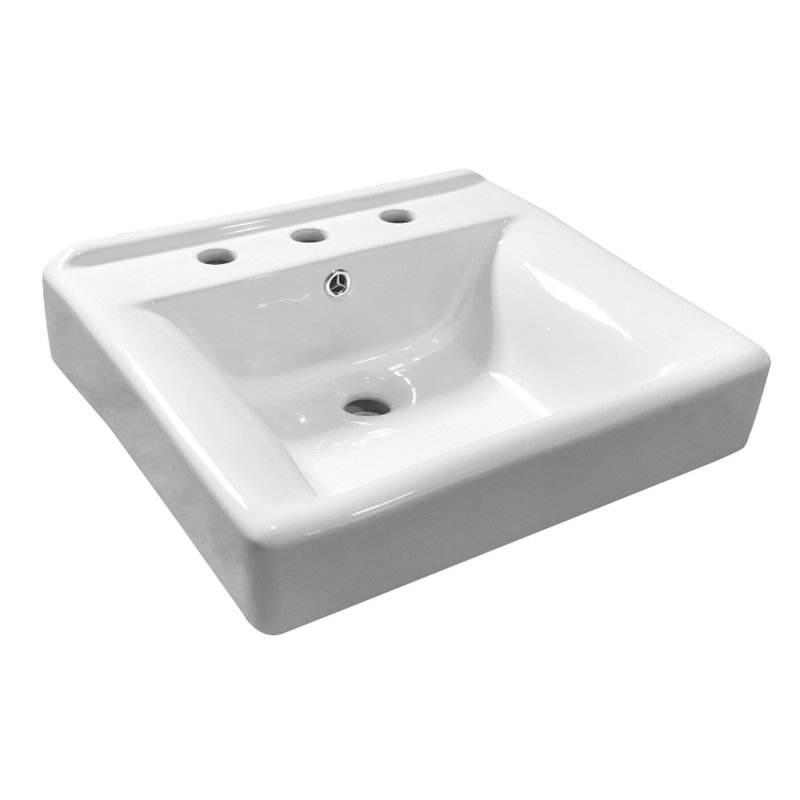 Lavabo de salle de bain rectangulaire encastré en céramique avec trop-plein Concord