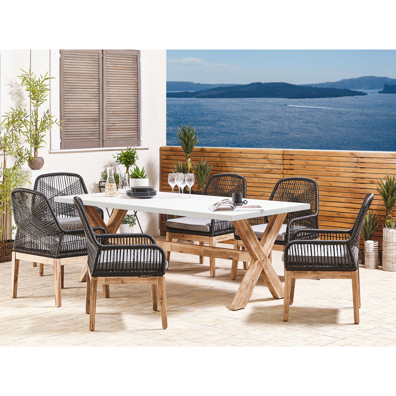 Valladares Rectangular Outdoor Dining Table , 200cm cm W 100cm cm D, White