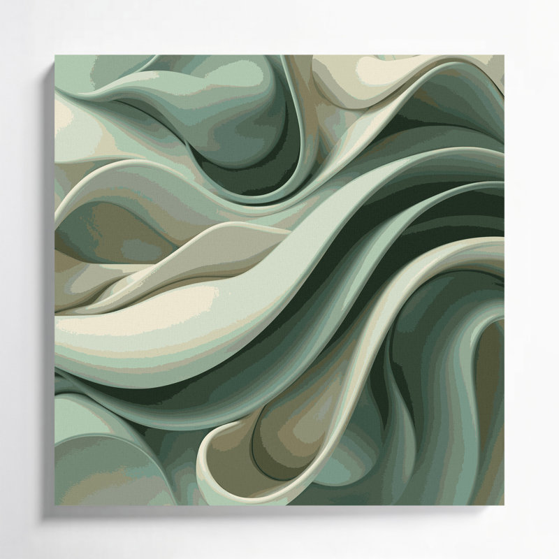 Biomorphic Abstraction 13 Green Canvas Wall Art, 8" H x 8" W
