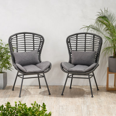 Ensemble de 2 chaises de patio avec coussins Frazer