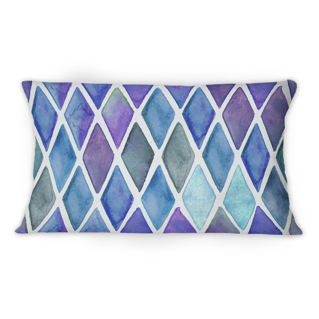 Blue And Purple Diamonds - Modern Printed Throw Pillow Design Art
