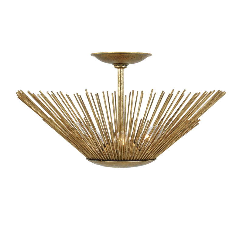 Gendron Frodsham 3 - Light 17'' Semi Flush Mount by Alexa Hampton, Antique Gold