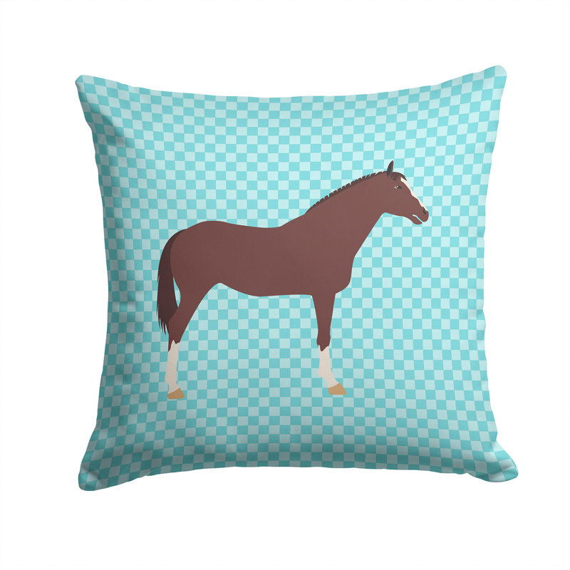 Coussin extérieur à contrôle de cheval english thoroughb, 14 po x 14 po, Bleu