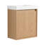 Ensemble de meuble-lavabo mural 18,5 po avec lavabo en résine, porte simple fermée, ensemble d'armoires de salle de bain, panneau de fibres à densité moyenne, bois naturel (KD-Packing)