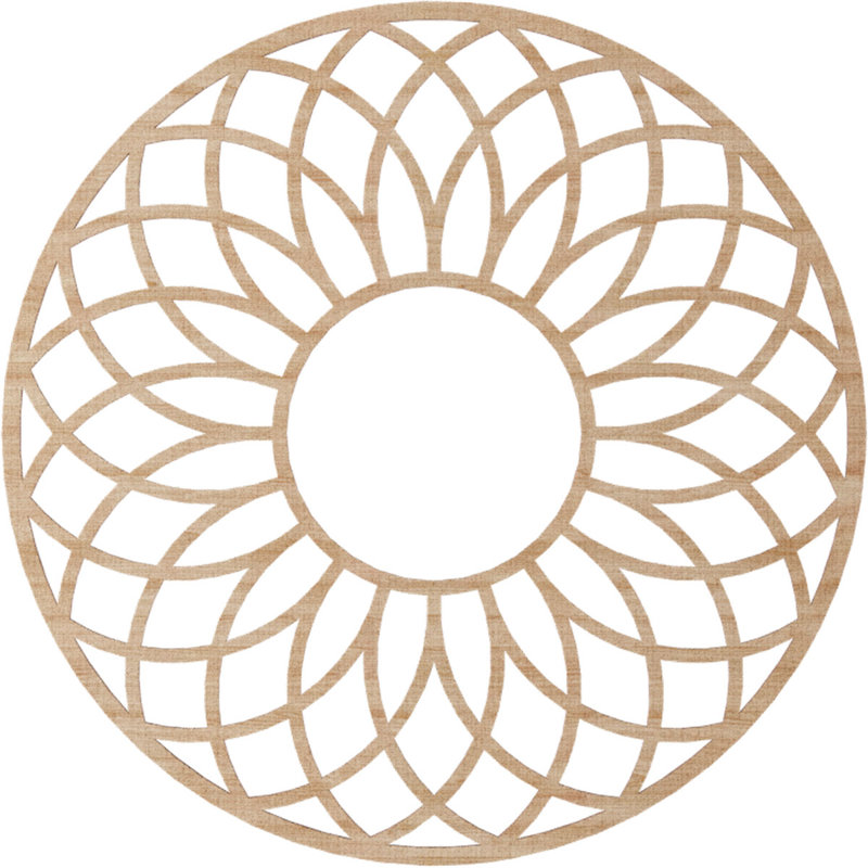 Médaillon de plafond en bois ajouré Cannes, Aulne, H 36 po x l 36 po x P 0,38 po