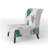 Fields of Turquoise Watercolor Flower II - Traditional Velvet Upholstered Slipper Chair