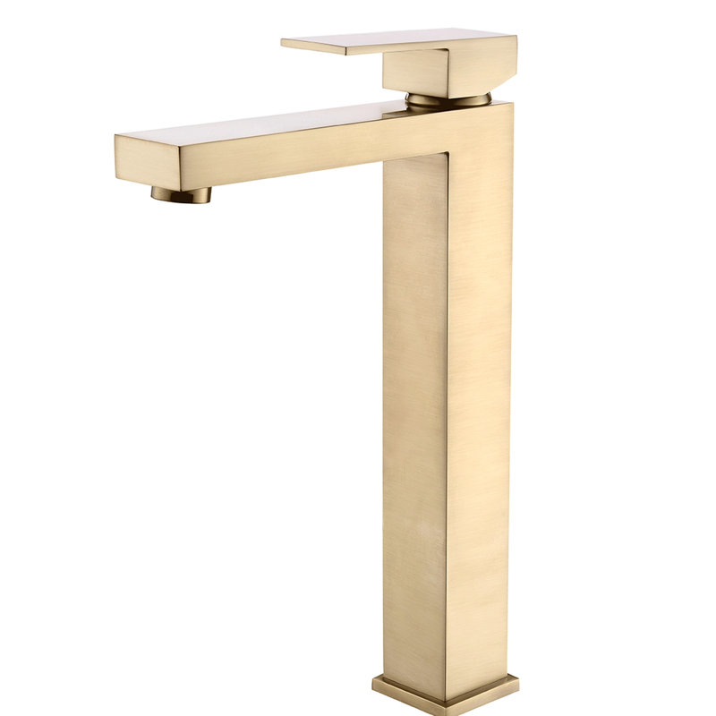 Robinet de salle de bain or brossé - monté sur le comptoir avec système de valve à cartouche