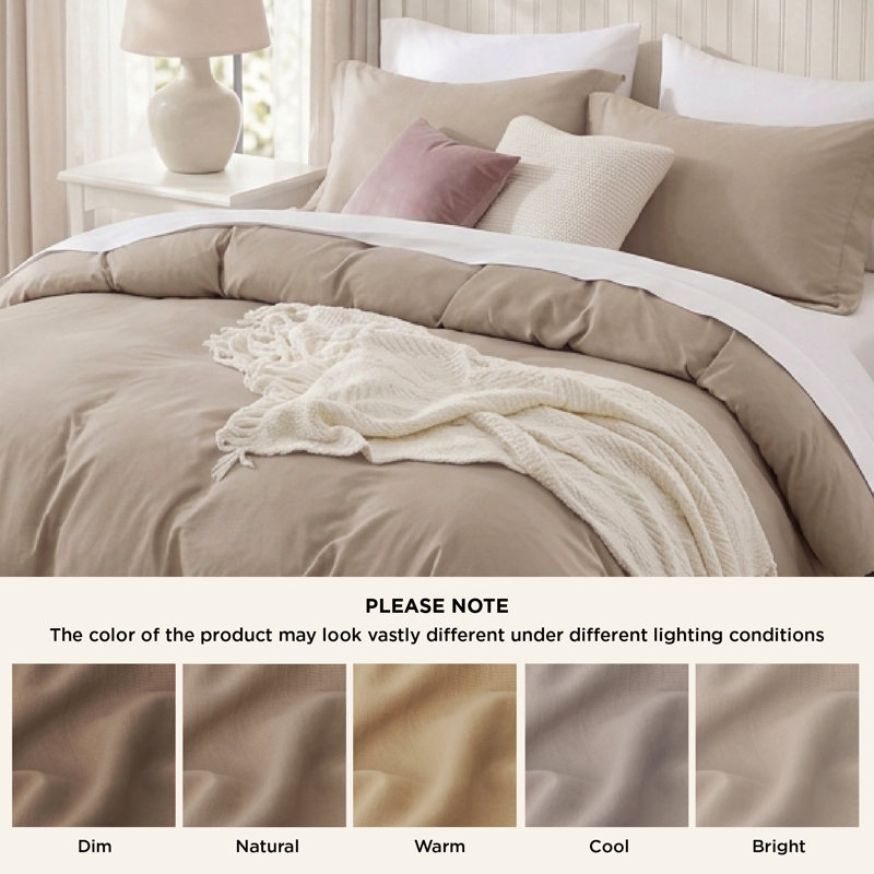 Housse de couette en microfibre de très grande taille - Ensemble de literie très douce en coton prélavé (ensemble de 3)