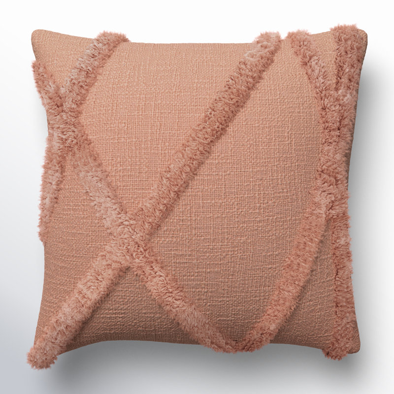 Britney Square Cotton Pillow Cover & Insert, 18"H x 18"W, Square, Blush