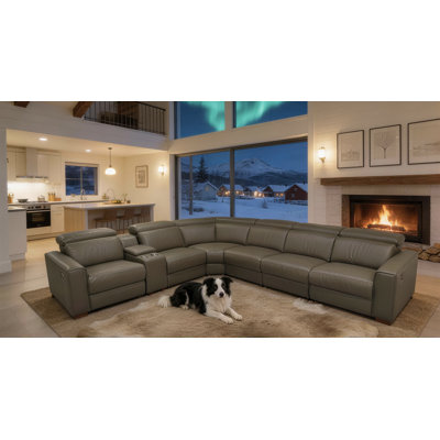 Canapé modulaire inclinable en cuir Bluffledale