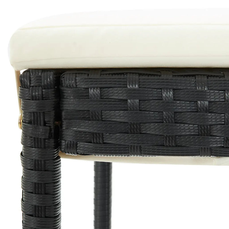 Garden Bar Set 5 Piece with Cushions Poly Rattan Table&Chair, Black