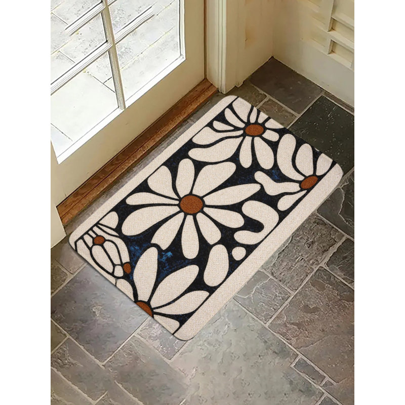 Daisy Pattern Bath Rug, 16 X 24