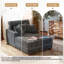 Canapé-lit rembourré en fausse fourrure gris foncé avec porte-gobelet et coussins décoratifs (ensemble de 2)-1096340269-1103265009