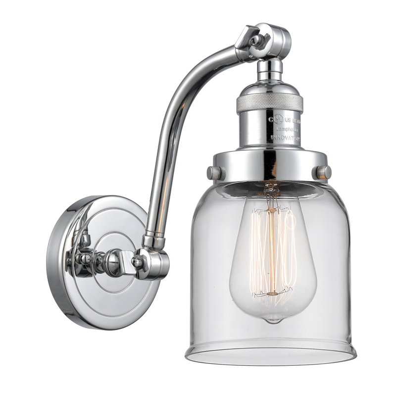 Applique murale 1 lumière 5 po Bell, Clair, Chrome poli, Ampoule incandescente rétro 60 watts