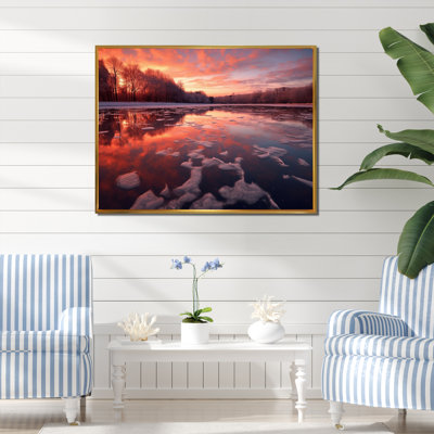 «Exquis Pastel Sunshine Over Icy Winter Lake I», reproduction sur toile
