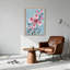«Pink Roses and Butterflies on Blue», art mural sur toile-133549594