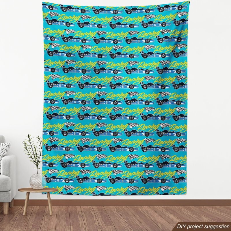 Tissu de voitures de course, l 58 po x L 108 po