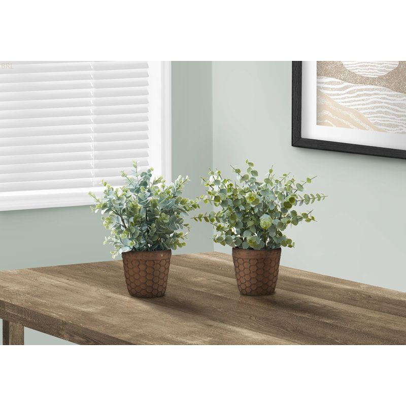 Mcclain 12.5'' Faux Eucalyptus Plant in Cement Pot, White