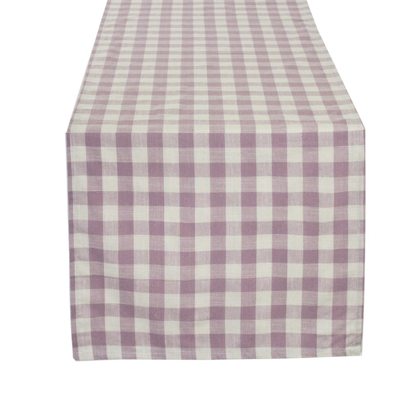 Buffalo Checkered Farmhouse Table Runner, 90"  x 16" , Purple