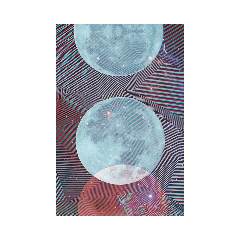 Techno Moon - Wrapped Canvas Print