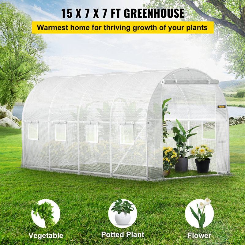 Hobby Greenhouse, White, 213.4cm H x 200cm W x 457.2cm D