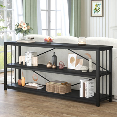 70“ Industrial Console Entryway Table, Farmhouse 3 Tier Shelf Long Hallway Foyer Entry Tables Behind Couch, Sofa Table for Home Living Room Entryway