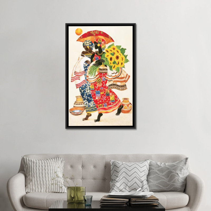 «Sunflowers», impression sur toile, H 26 po x l 18 po x P 1,5 po, Toile avec cadre noir, Pas de tapis