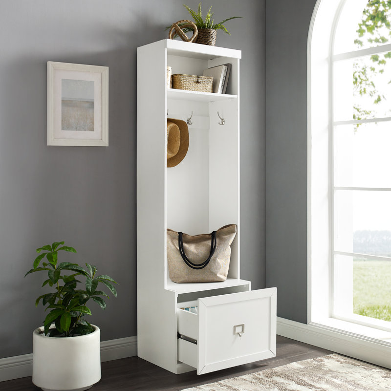 Crestshire 22 " Wide Hall Tree with Drawers and Shelves, White