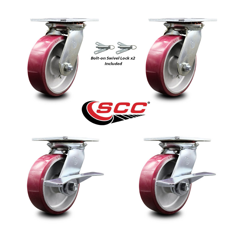 4 Piece Poly on Aluminum Caster Set