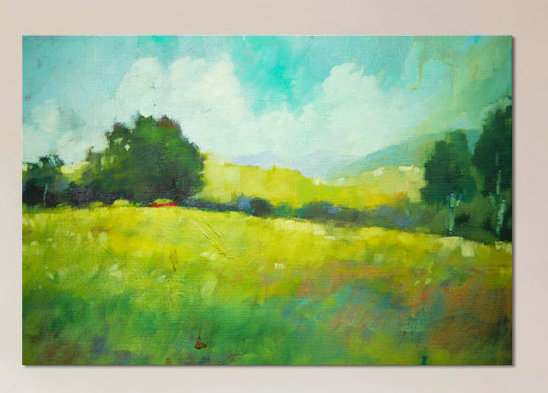«Hillside», reproduction d'art sur toile, H 26 po x l 40 po x P 1,5 po, Toile tendue, Pas de tapis