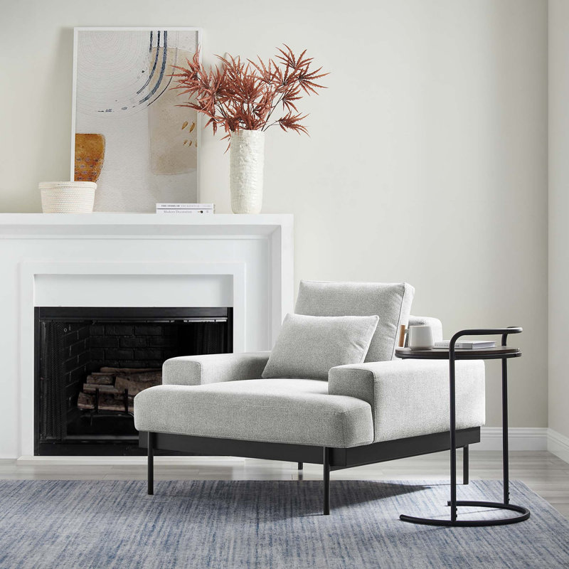 Josiah Upholstered Armchair, Light Gray Polyester