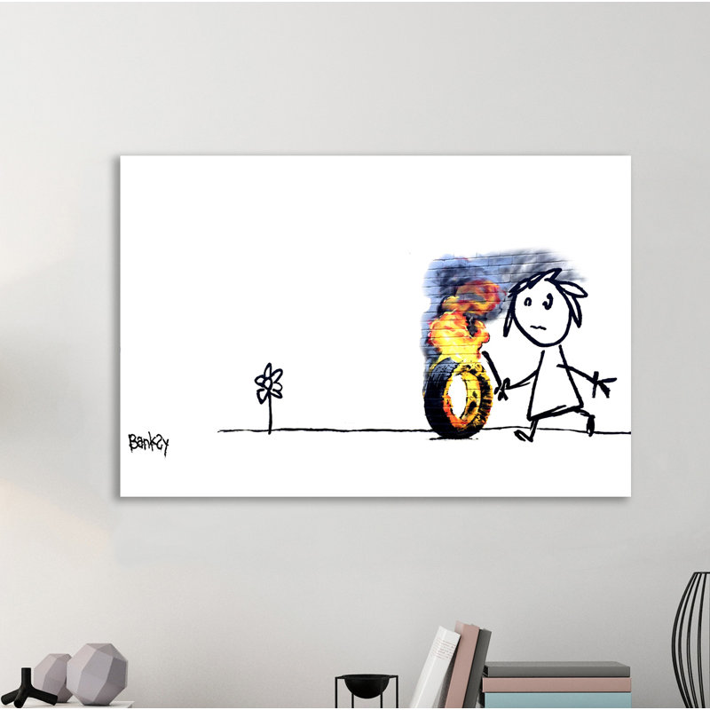 Burning Tire II by Banksy Banksy - Wrapped Canvas Print, 61 cm H x 91 cm W x 4 cm D