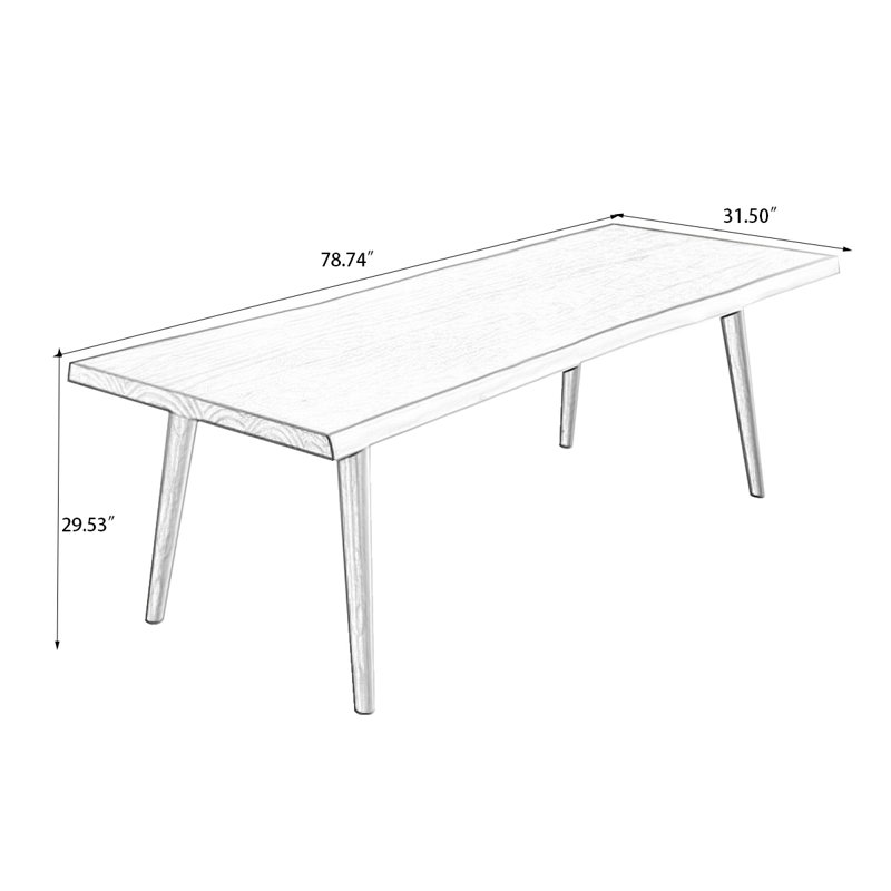 Brown Rectangular Solid Wood Dining Table, 29.53"H x 78.74"L x 31.5"W