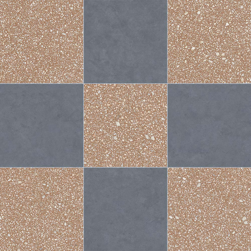 Lithos 12X12 Checkerboard Siena And Cobalto, Siena/Cobalto