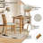 3-Piece Round Dining Table Set For 2 People, With1 Folding Wood Dining Table, 2 Ergonomic Support Upholstered Chairs, Easy Assembly-1448020154