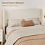 Structure de grand lit avec tête de lit à oreilles, structure de lit tapissier en velours avec support en lattes de bois robuste, aucun sommier requis, assemblage facile, beige-123660477-123660483