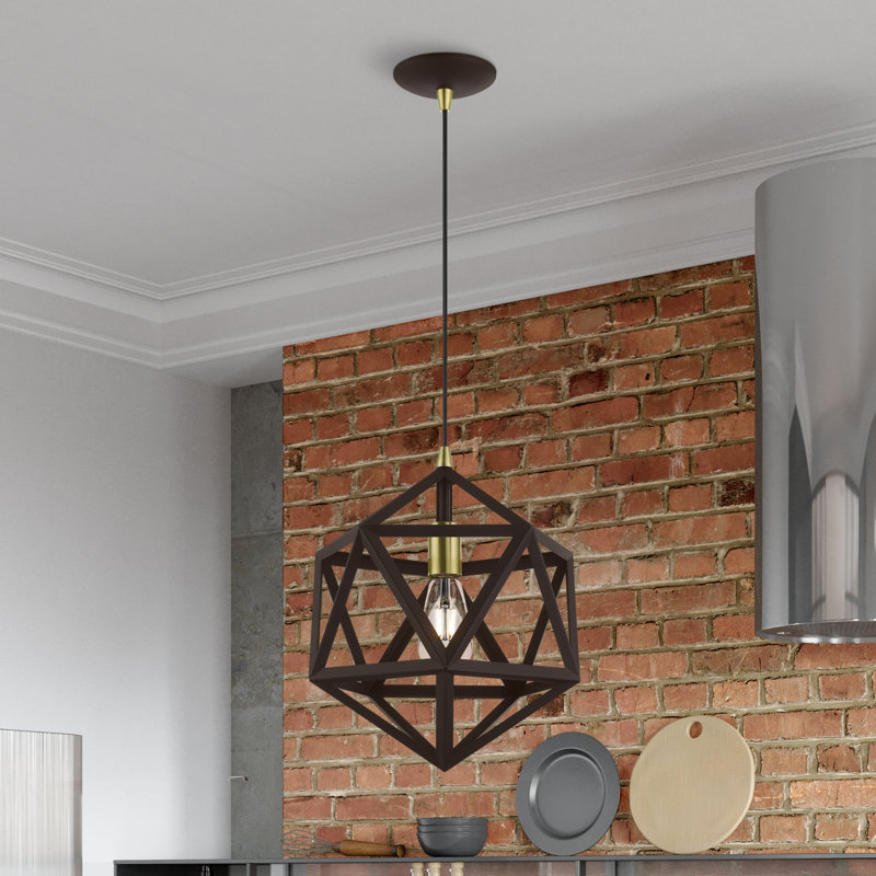 Vallejos 1-Light Metal Globe Pendant , Bronze/Antique Brass, Bronze
