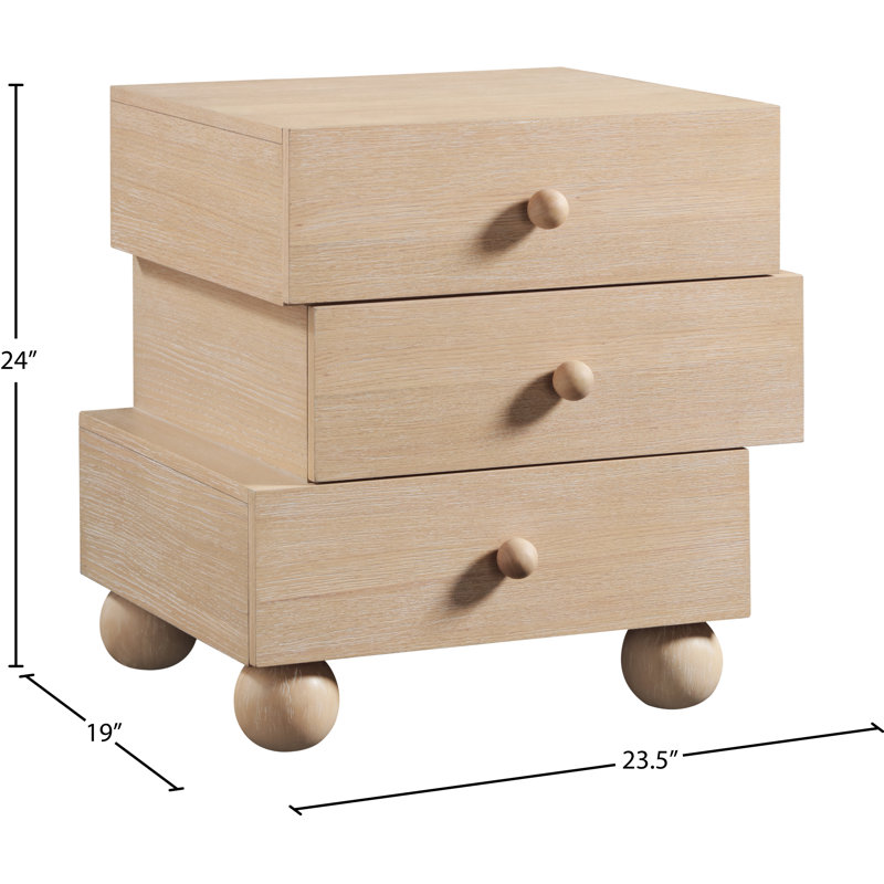 Askew 3 - Drawer Night Stand, Natural