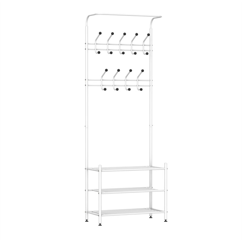 Hall Tree with Shoe Storage, White