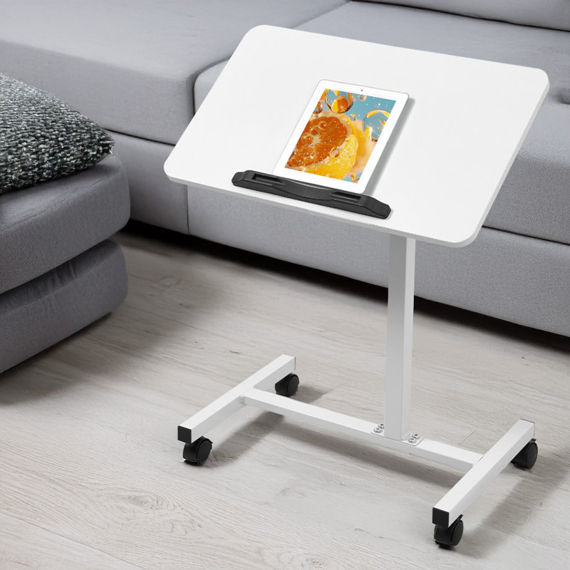 Adjustable Metal Base Computer Desk, White
