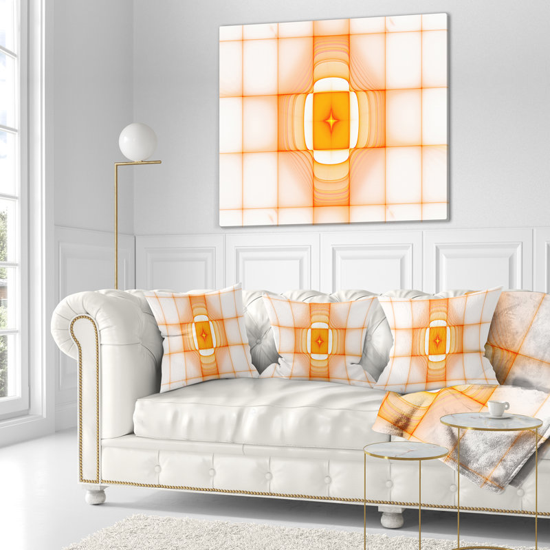 Visière thermique infrarouge - coussin imprimé abstrait, 16 po x 16 po, Jaune, Coussin décoratif