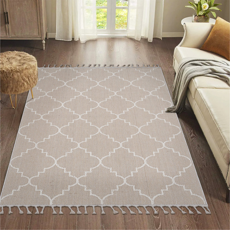  Ivory / Trellis Indoor / Outdoor Area Rug, Rectangle 4' x 6'2"