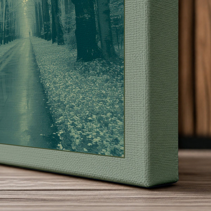 Winter Road Perspective Scandinavian - Wrapped Canvas, 30x20 - 76.2 x 50.8 cm, Sage Border